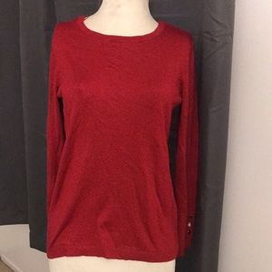 JM Collection Red long sleeve sparkly top